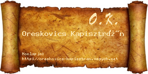 Oreskovics Kapisztrán névjegykártya